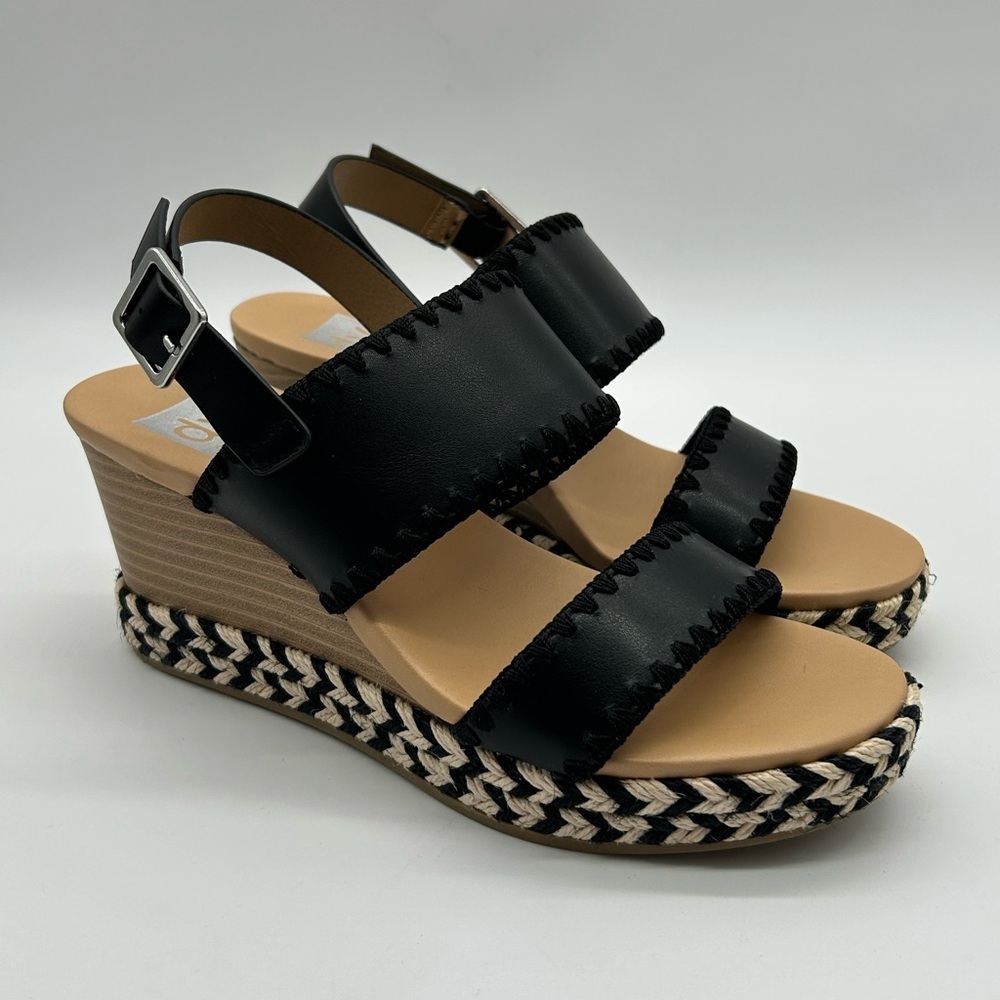 DV by Dolce Vita Esmaya Black Wedge Sandals Women’s Size 7.5 New With Box - Picture 3 of 12